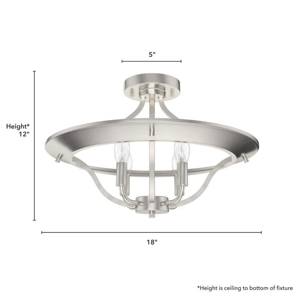 Hunter Fan Perch Point 4 Light Semi Flush Mount