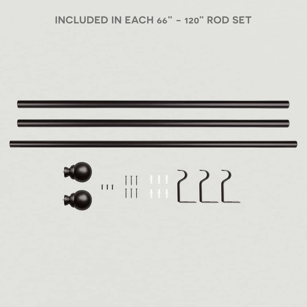 120"x66" Adjustable Sphere Curtain Rod & Finial Set Matte Bronze: 120 Inch, Iron, Single Rod, Exclusive Home