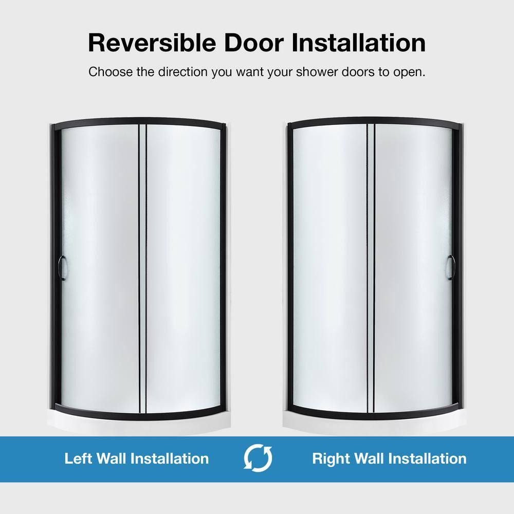 OVE Decors Breeze 33 in. Framed Round Shower Kit w/ Frosted Glass, Base, Wall