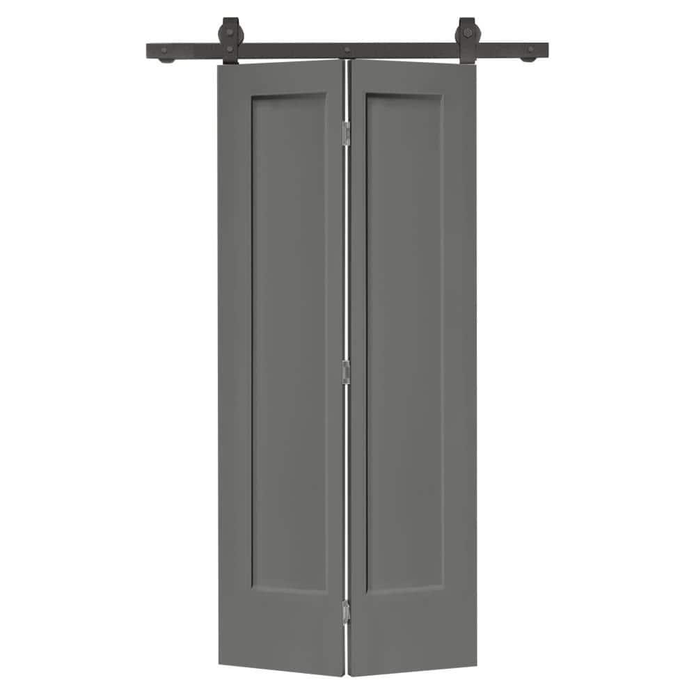 Calhome Paneled MDF Composite Bifold Barn Door with Installation Hardware Kit