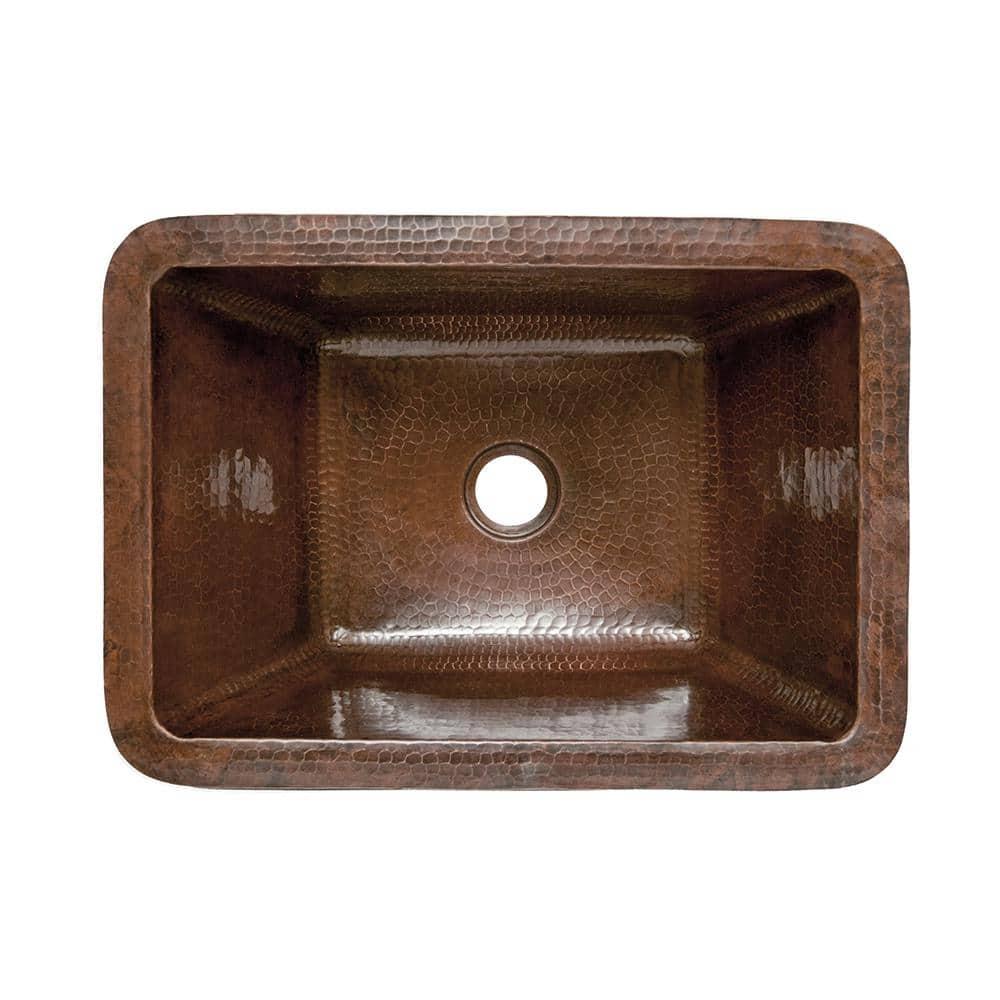 17" Rectangle Hammered Copper Bathroom Sink