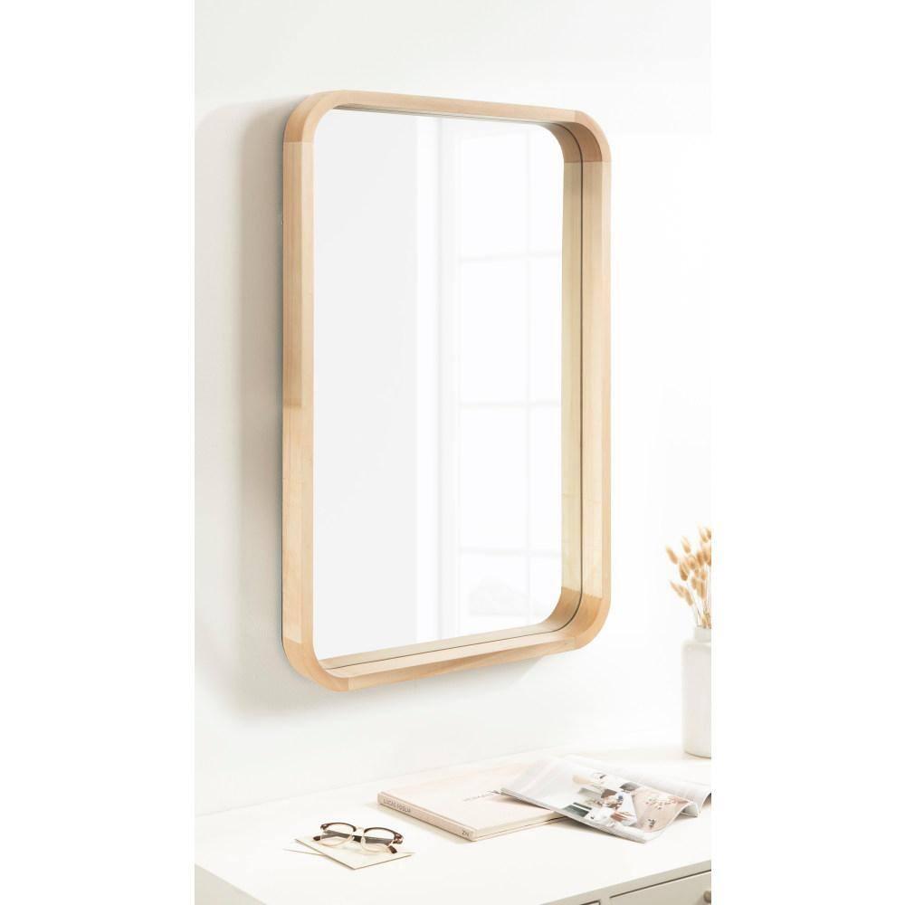 Kate & Laurel All Things Decor 24"x36" Hutton Wood Framed Radius Rectangle Mirror Natural