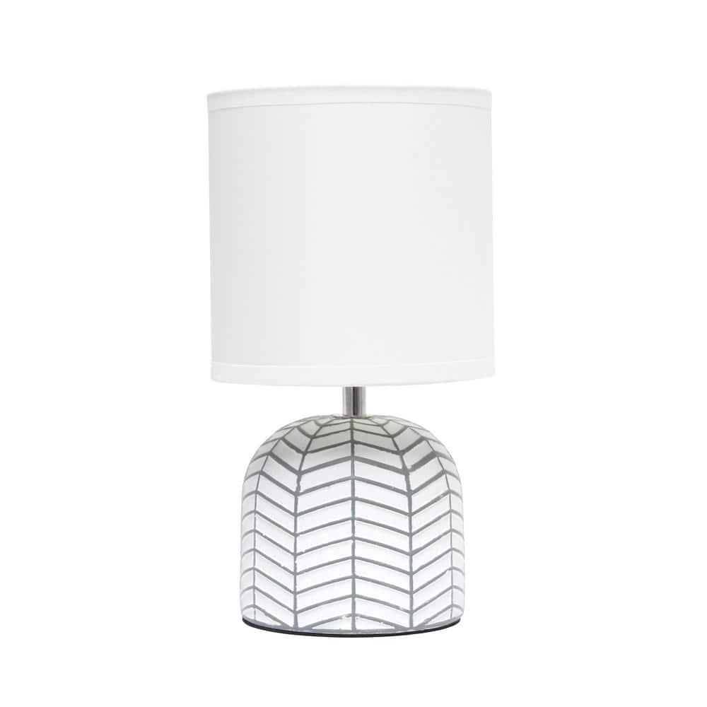 10.43" Petite Contemporary Webbed Waves Base Bedside Lamp with White Drum Shade - Simple Designs: ETL Listed, No Assembly Required
