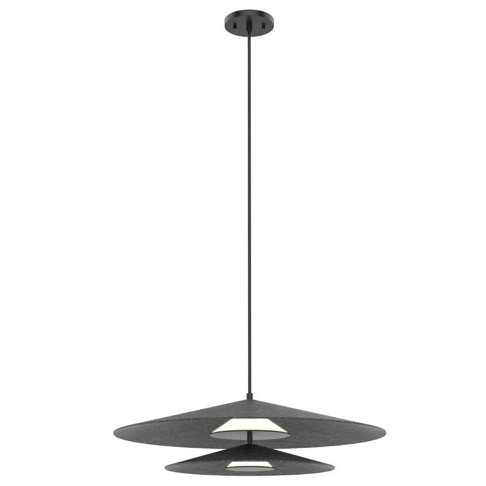 PD22907-BK/WH-Kuzco Lighting-Cruz - 24 Inch 32W 1 LED Pendant   Black/White Finish with Metal Shade