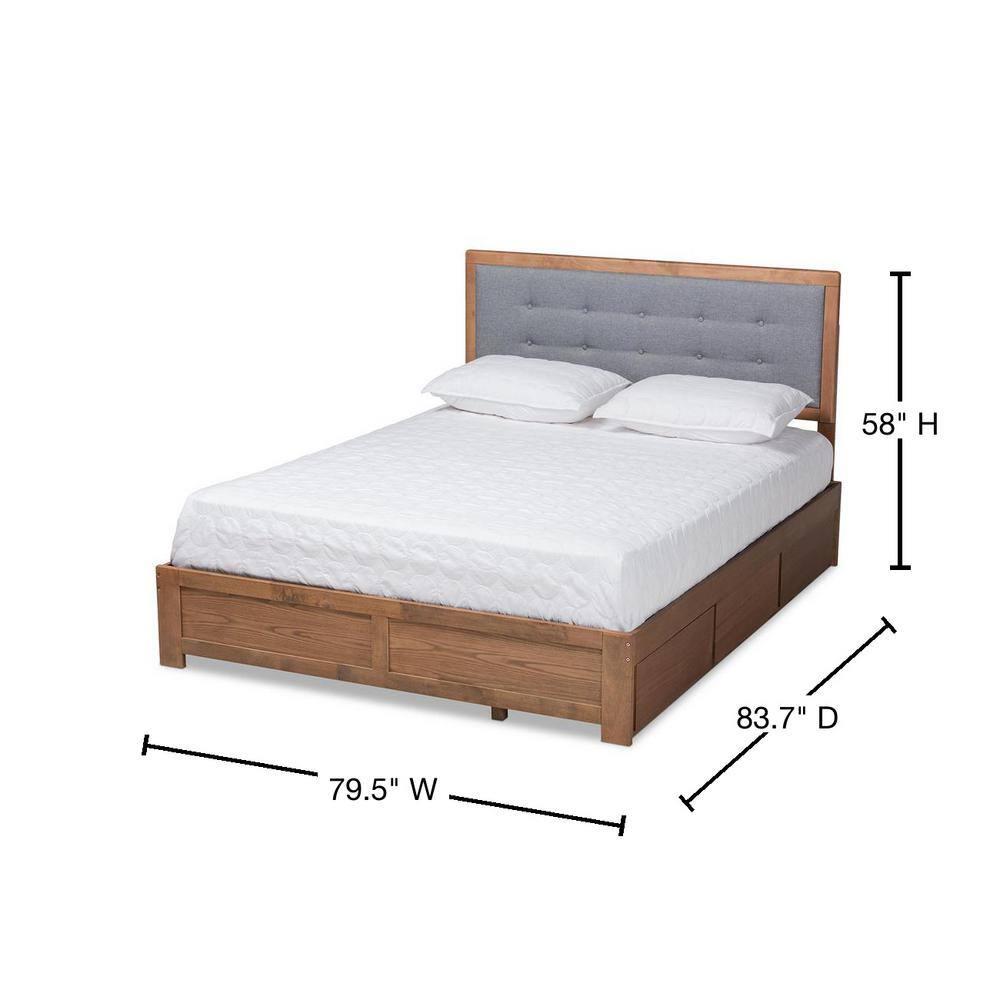 Baxton Studio Lene Walnut Finished Wood King Size 3-Drawer Bed