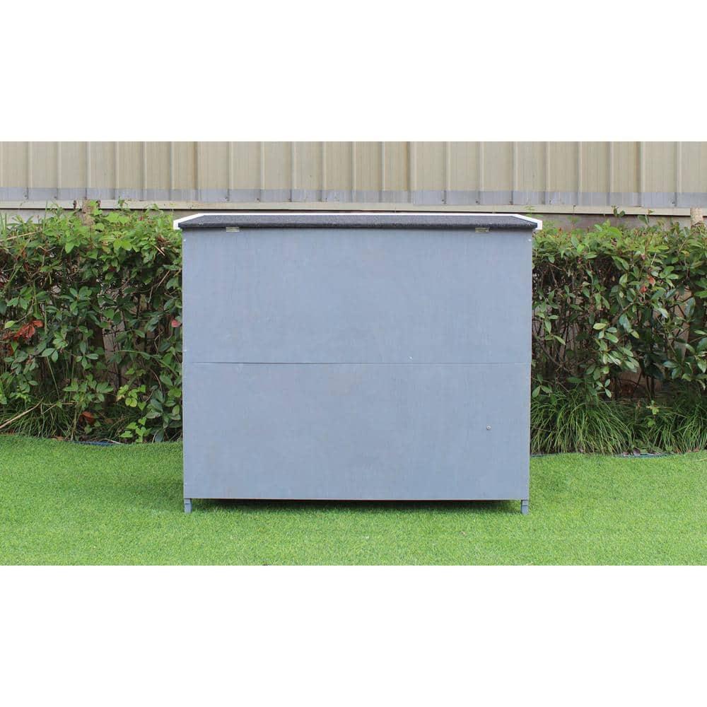 Hanover Outdoor Wooden 2-Story Rabbit Hutch with 2 Ramps, Wire Mesh Run and Removable Tray 4 Ft. W x 1.6 Ft. D x 3.4 Ft. H