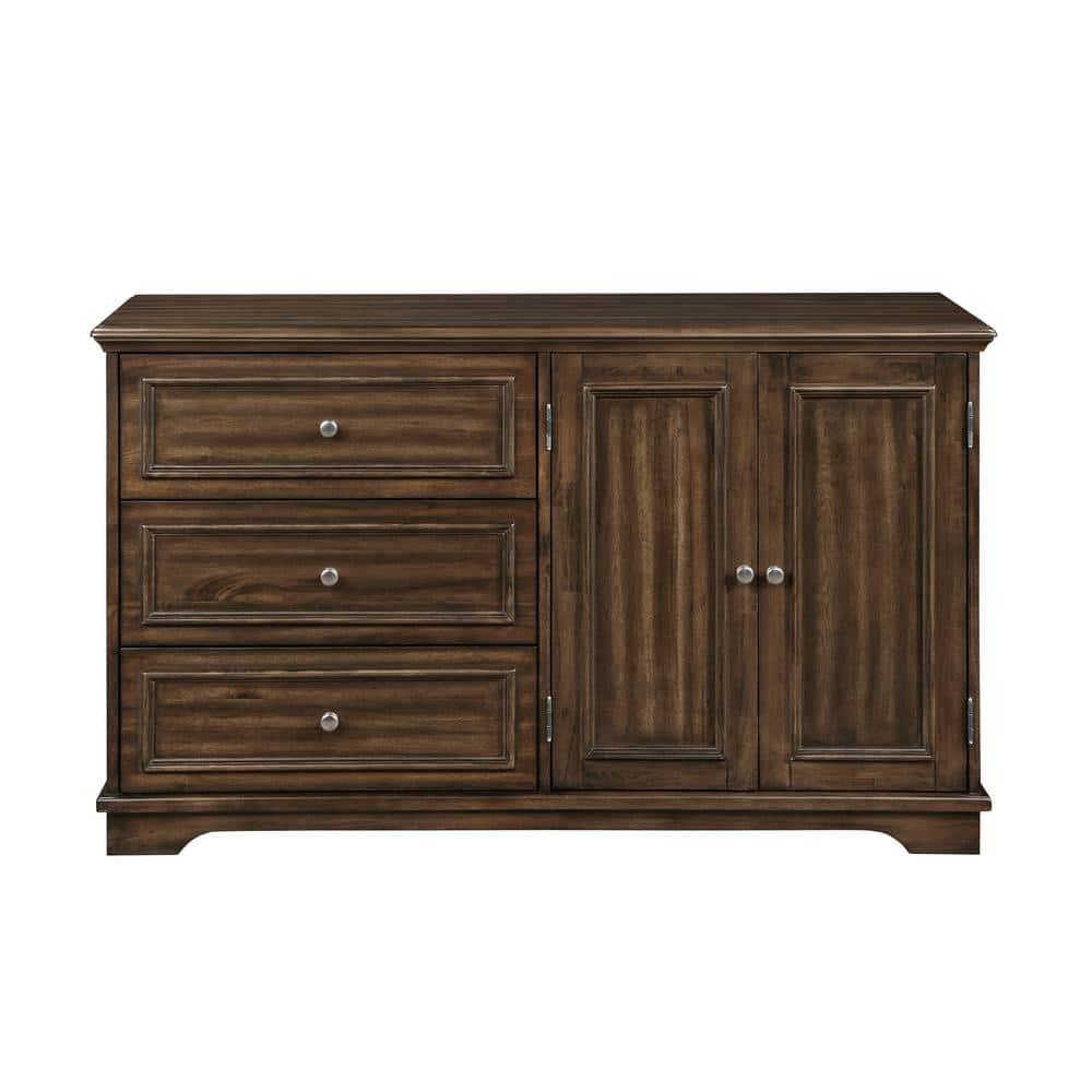 ACME Franklin 4 Pieces Vintage Wood Queen Bed Set in Brushed Walnut