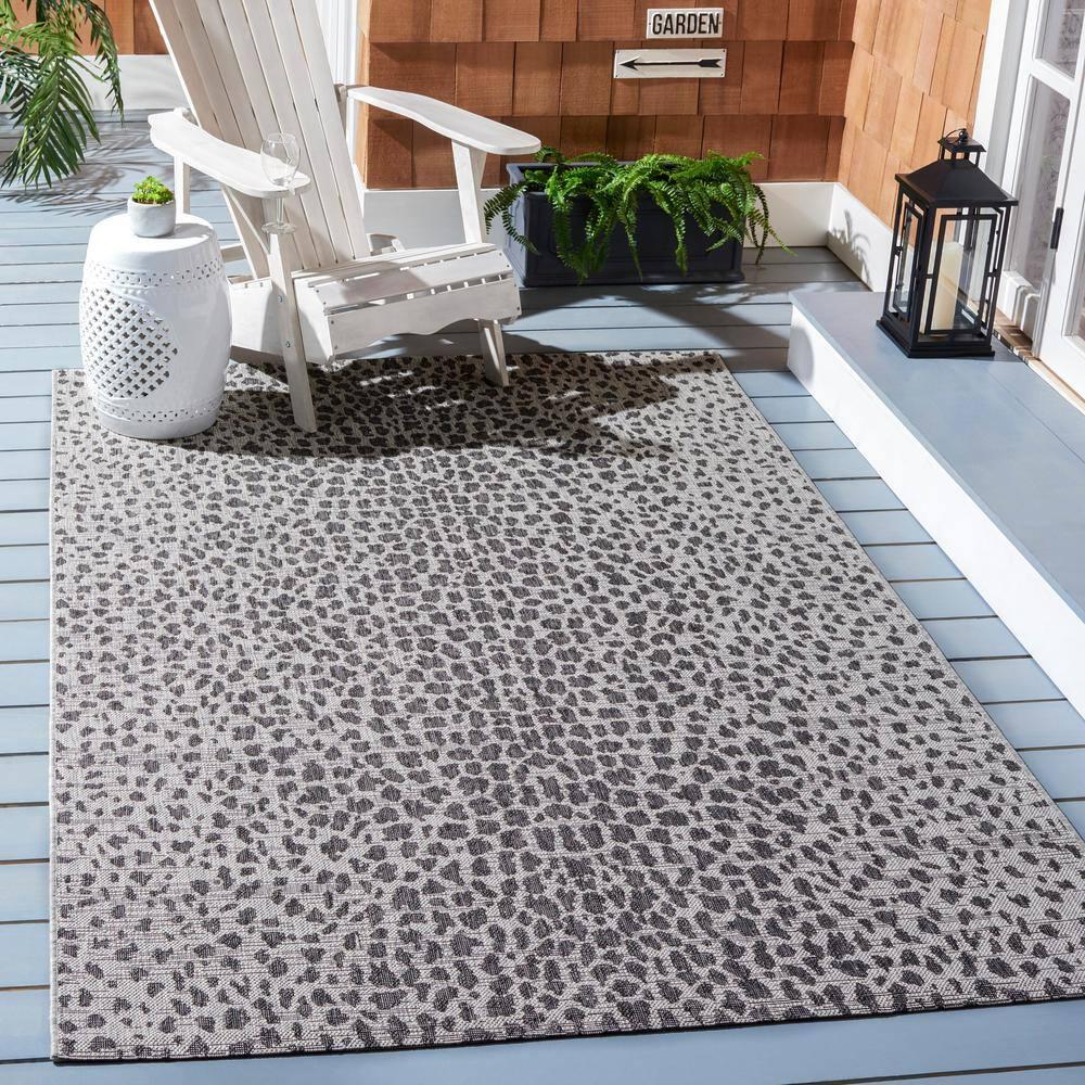 Courtyard CY8505 Power Loomed Indoor/Outdoor Area Rug - Gray/Black - 3'x3' - Safavieh.