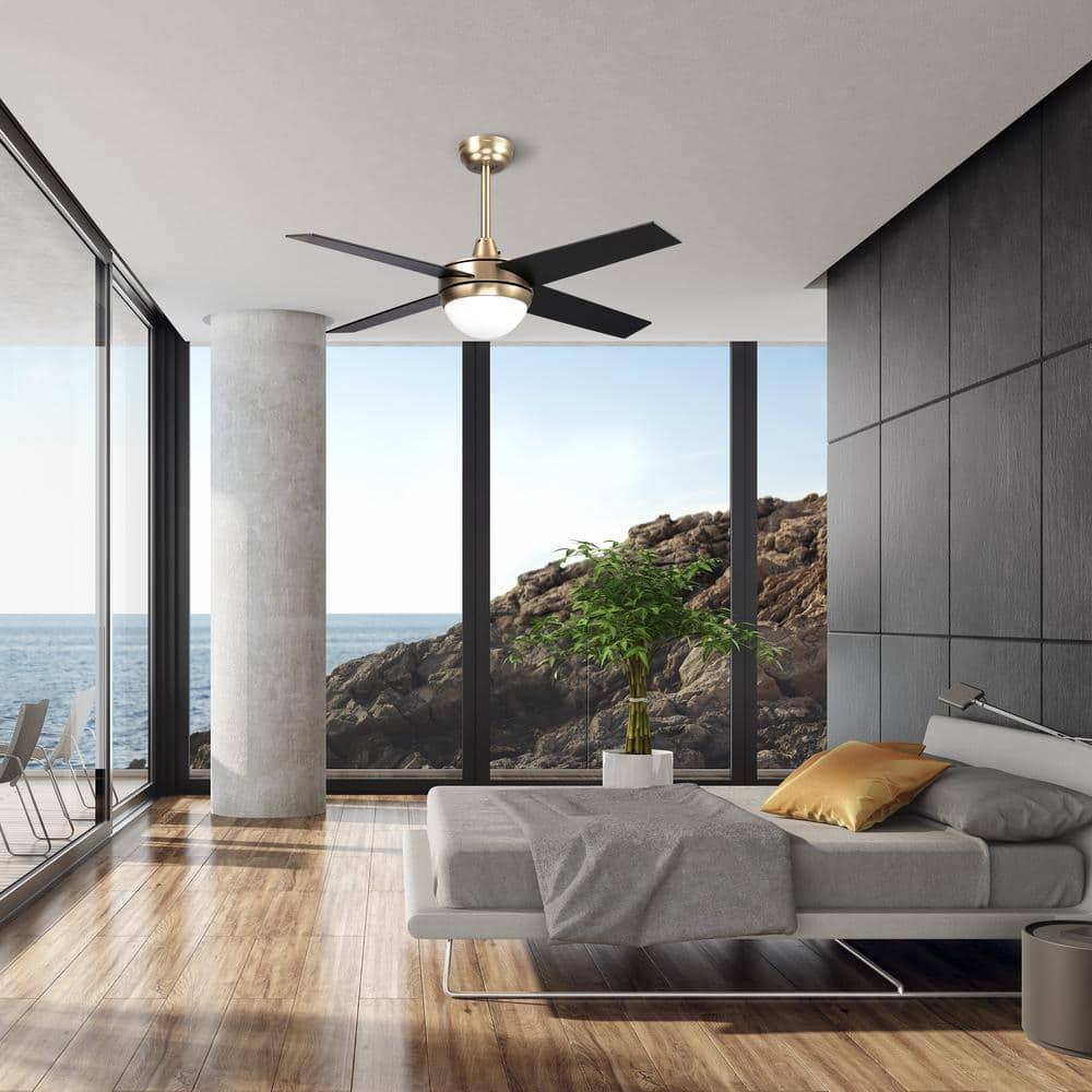 SMAAIR 48" Gold Ceiling Fan with Light and Wall Control for Smart Home