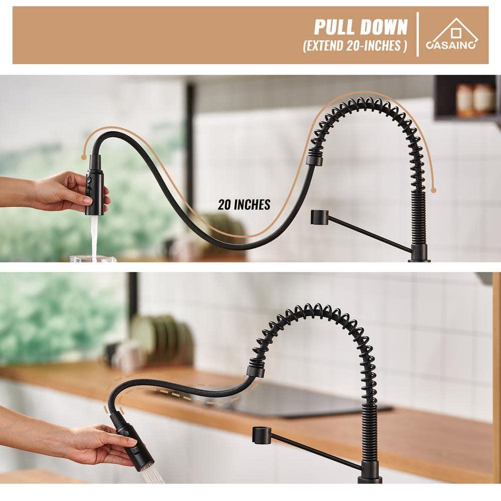 CASAINC Single Bowl Black Fireclay Farmhouse Kitchen Sink With Faucet Included
