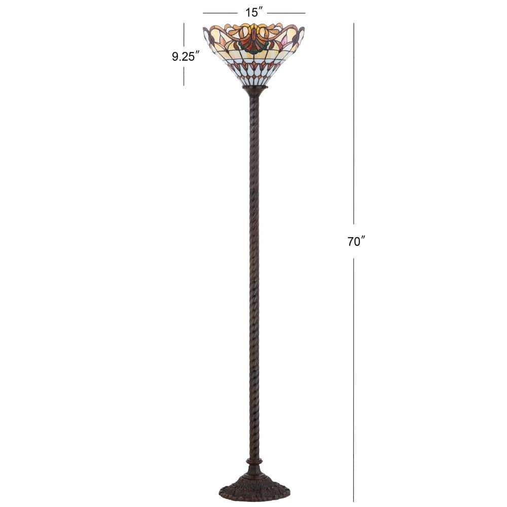 JONATHAN Y JYL8003A Davis Tiffany-Style 70" Torchiere LED Floor Lamp, Traditional for living room, dinning room, bedroom, office Bulb Included, Bronze