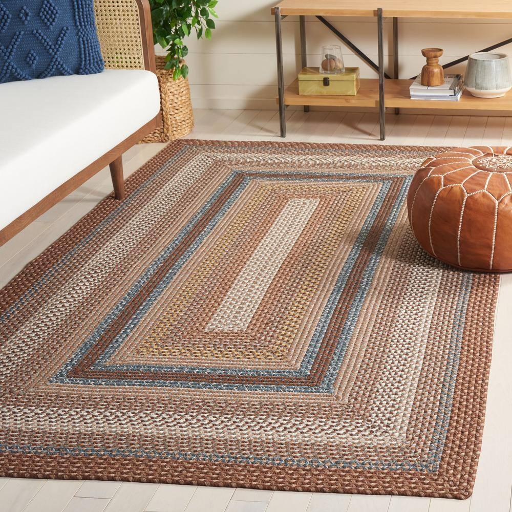 Braided BRD313 Hand Woven Area Rug - Brown/Multi - 4'x4' - Safavieh.