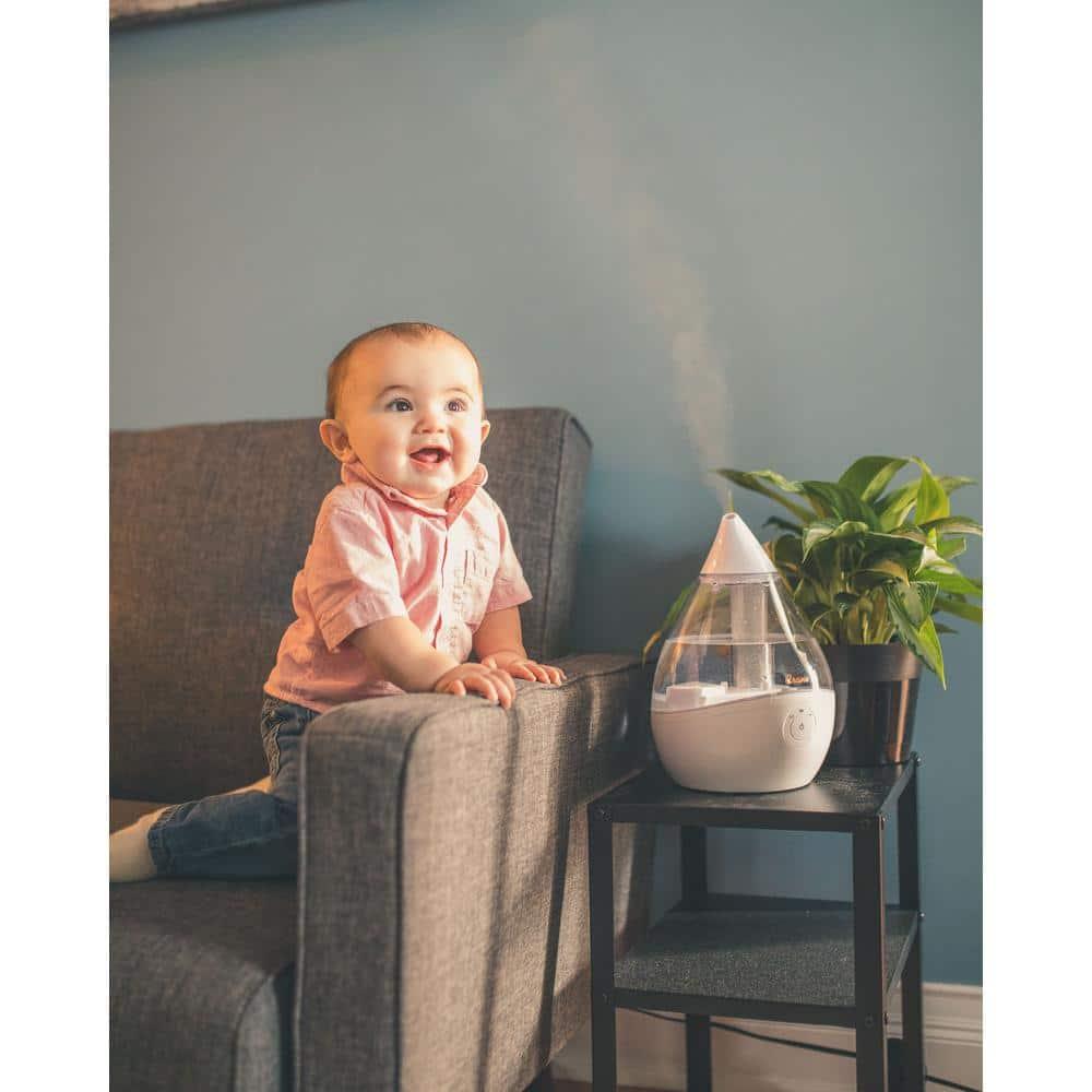 Crane USA Droplet Cool-Mist Humidifier with Vapor Tray, 0.5. Gal. - Clear & White