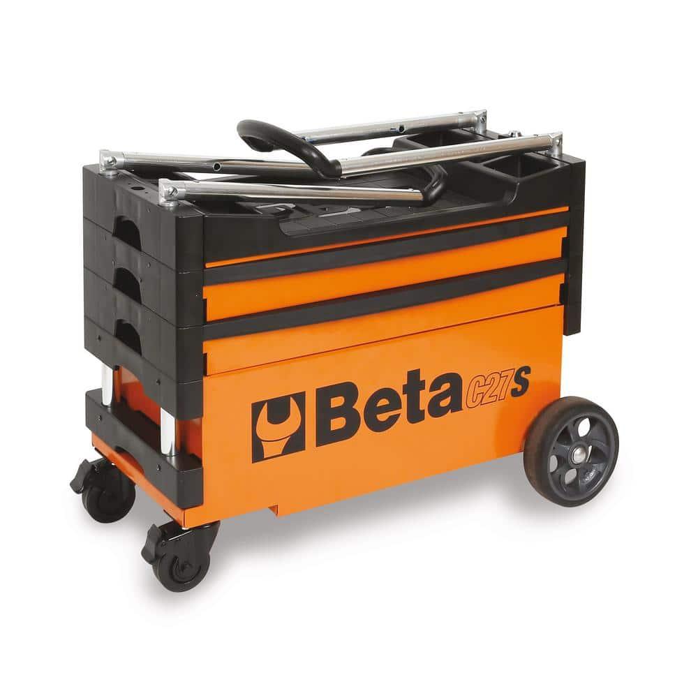 Beta Beta C27S Collapsible Tool Cart, 4” Steering Casters with Brake, 110 Pound Load Capacity