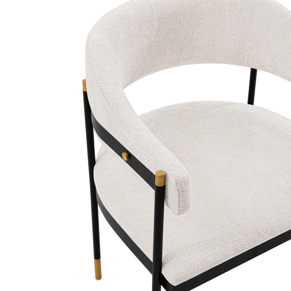 Lia Modern Boucle Upholstered Dining Armchair Cream - Manhattan Comfort