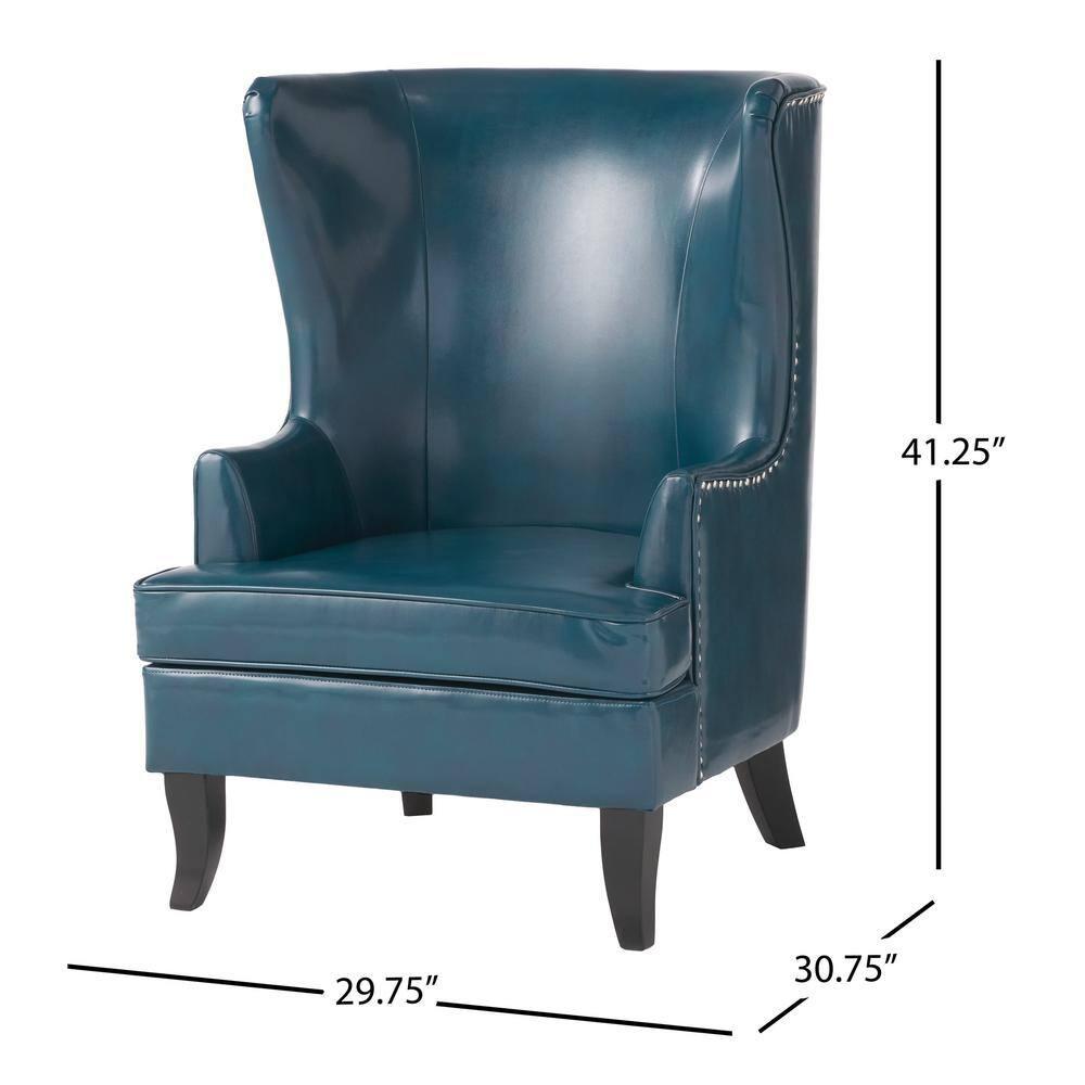 Canterburry Teal Bonded Leather Club Chair with Nailhead Trim (Set of 1)