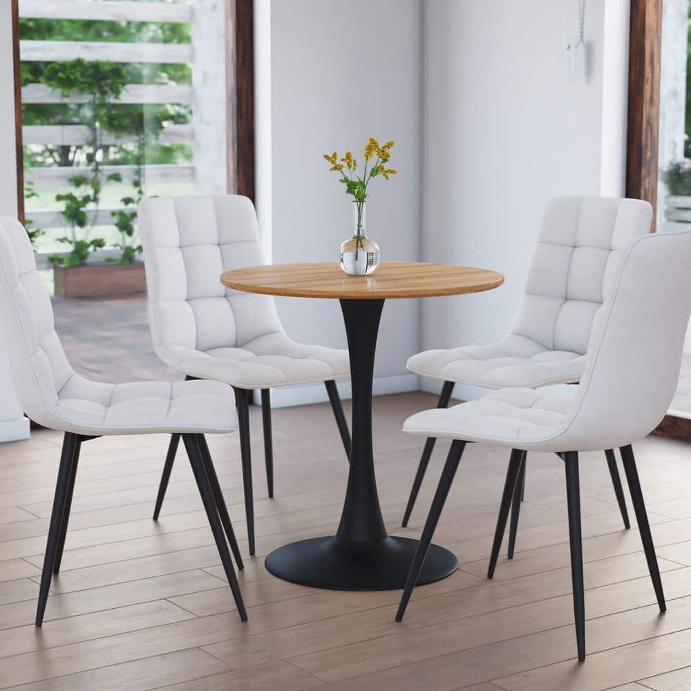 Modern Ivo Round Bistro Table Wood Top Finish/Gold - CorLiving: Sturdy Metal Base, Seats 4