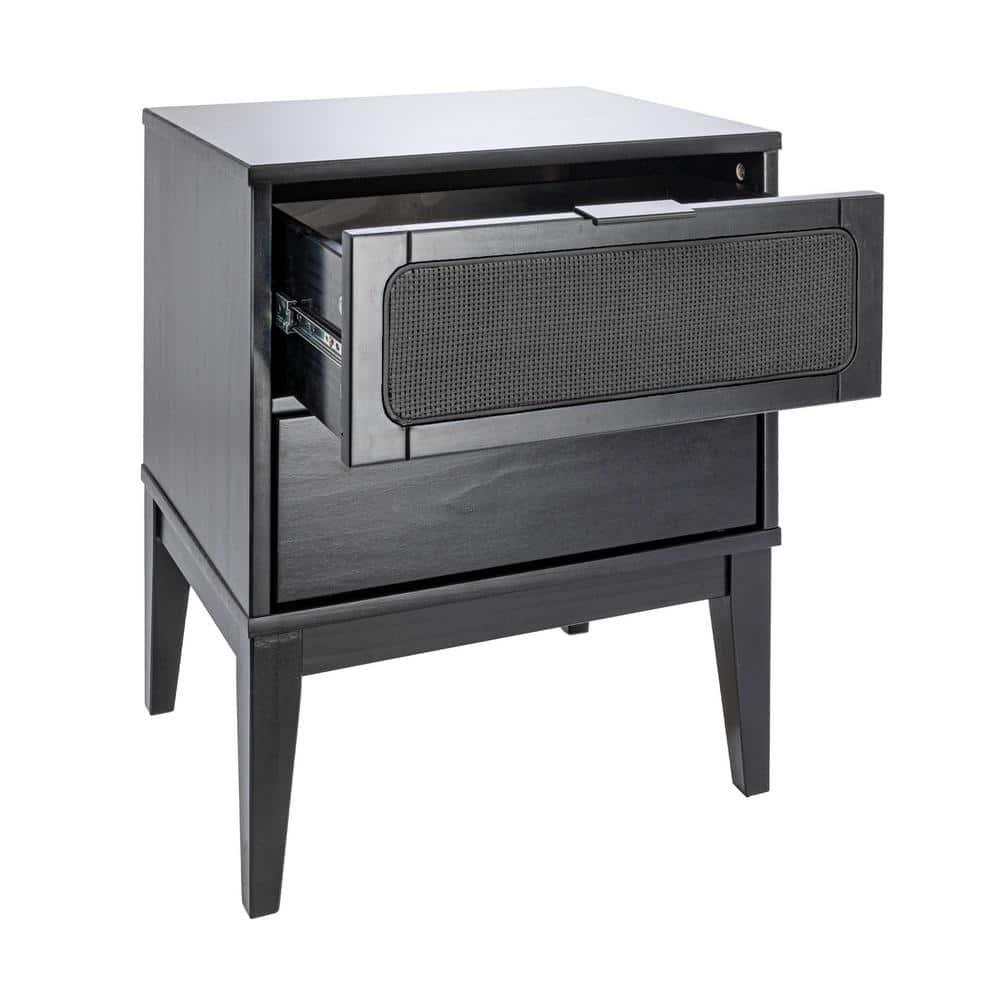 Storied Home Crawford Nightstand: Modern Bohemian Style, Solid Wood, Square Shape, 24" High