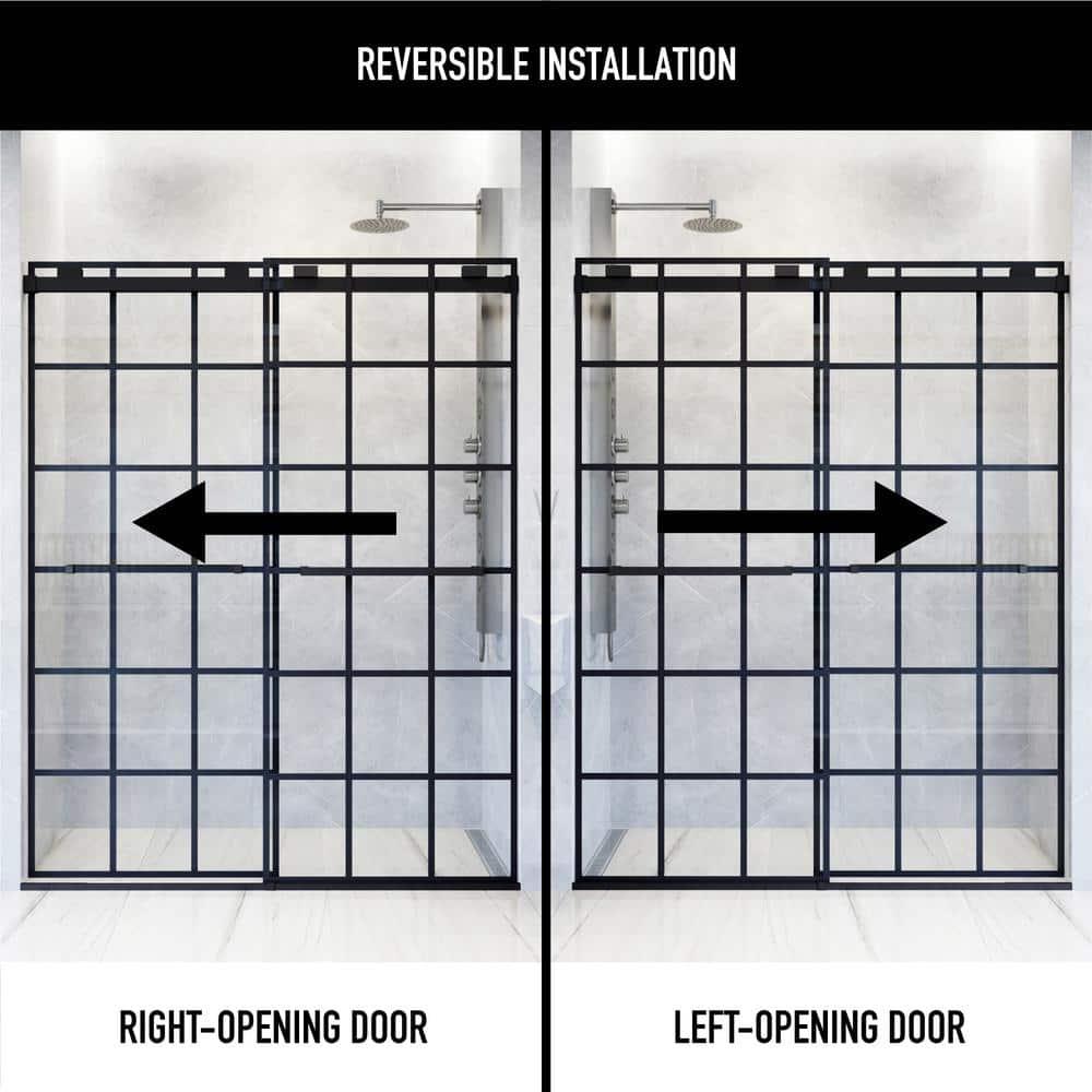 Houston 56-60" W x 76" H Double Sliding Frameless Shower Door with 3/8" Grid Clear Glass