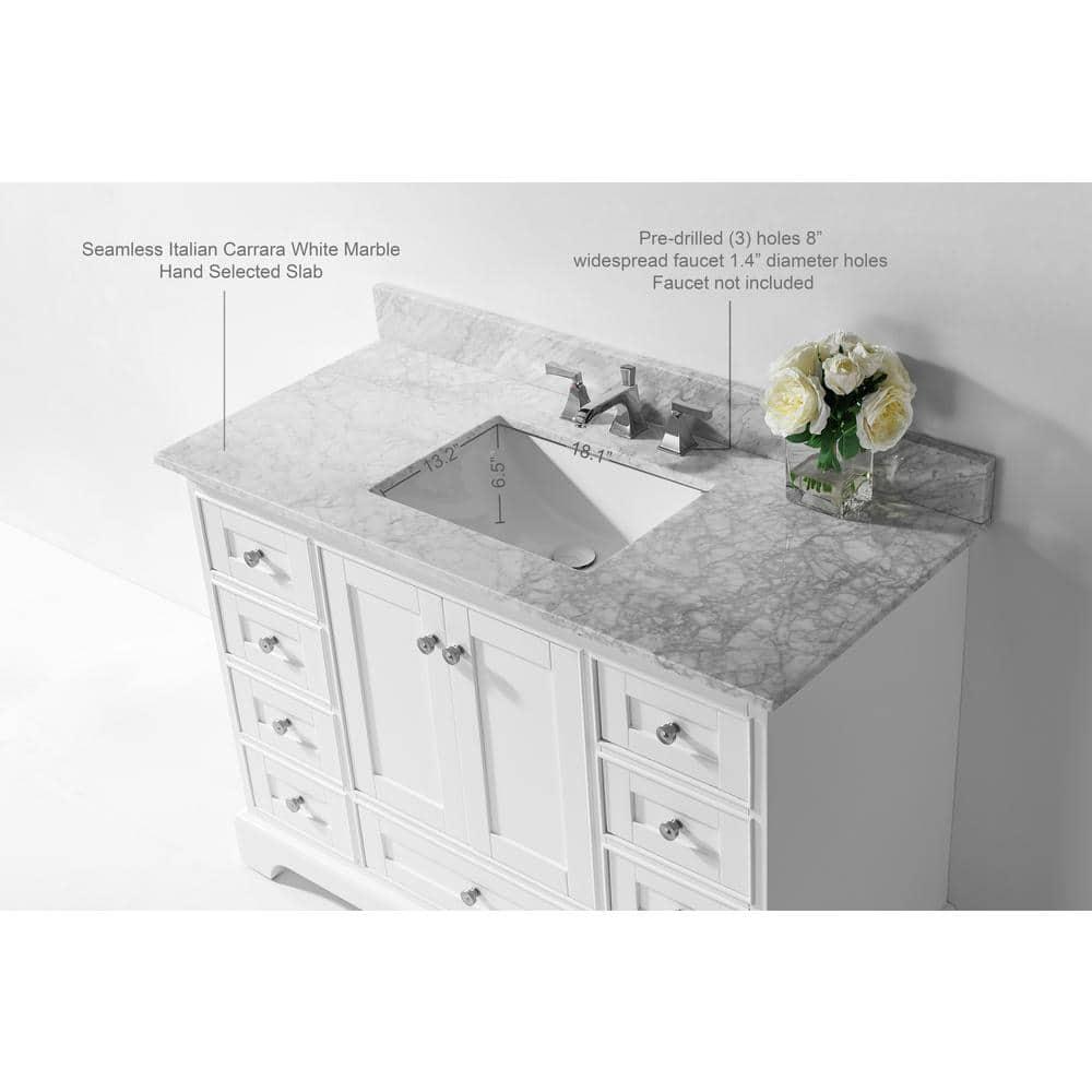Ancerre Designs Audrey 48" Wood Bathroom Vanity Set with 2 Doors in White