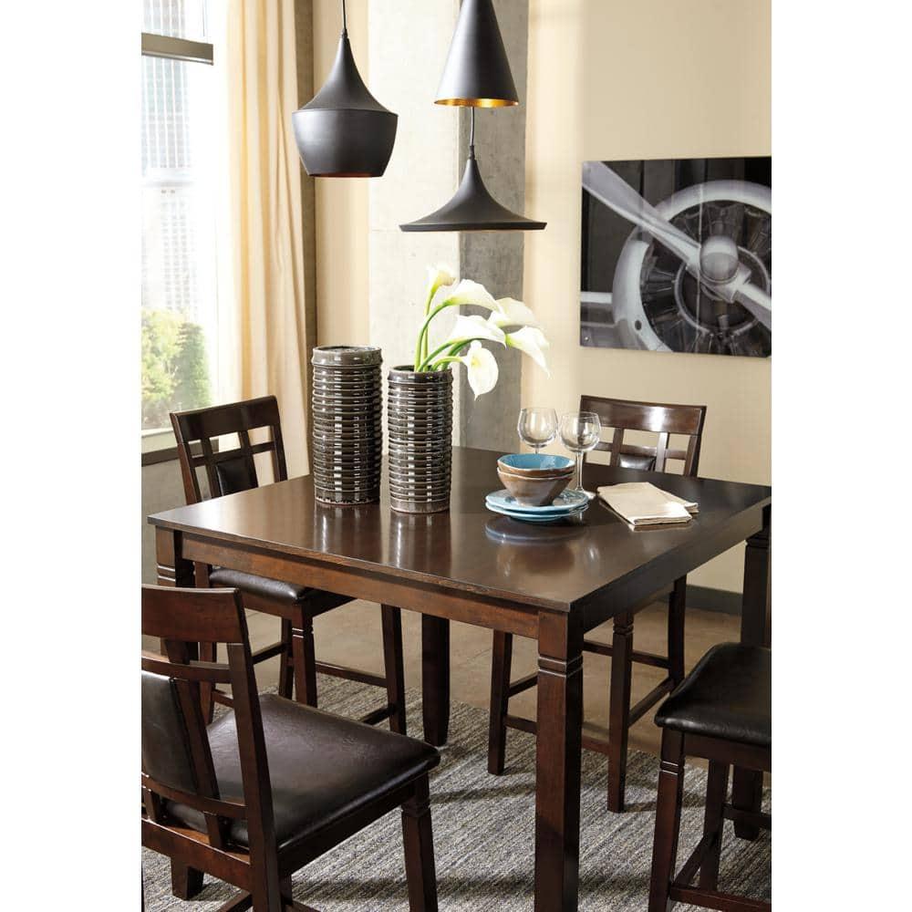 Bennox Counter Height Dining Table Set Brown: Faux Leather Stools, 5-Piece - Signature Design by Ashley