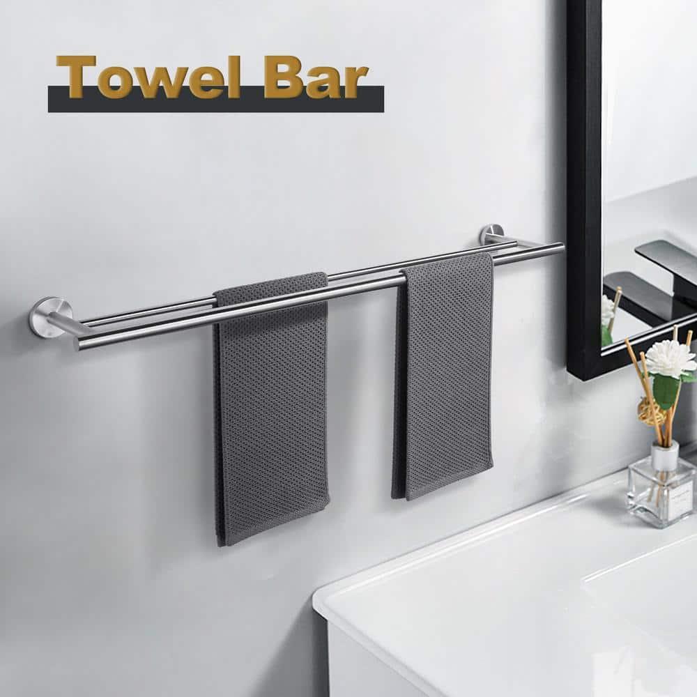 SUS 304 Stainless Steel Bathroom Double Towel Bar, Wall Mount Towel Holder For Bathroom