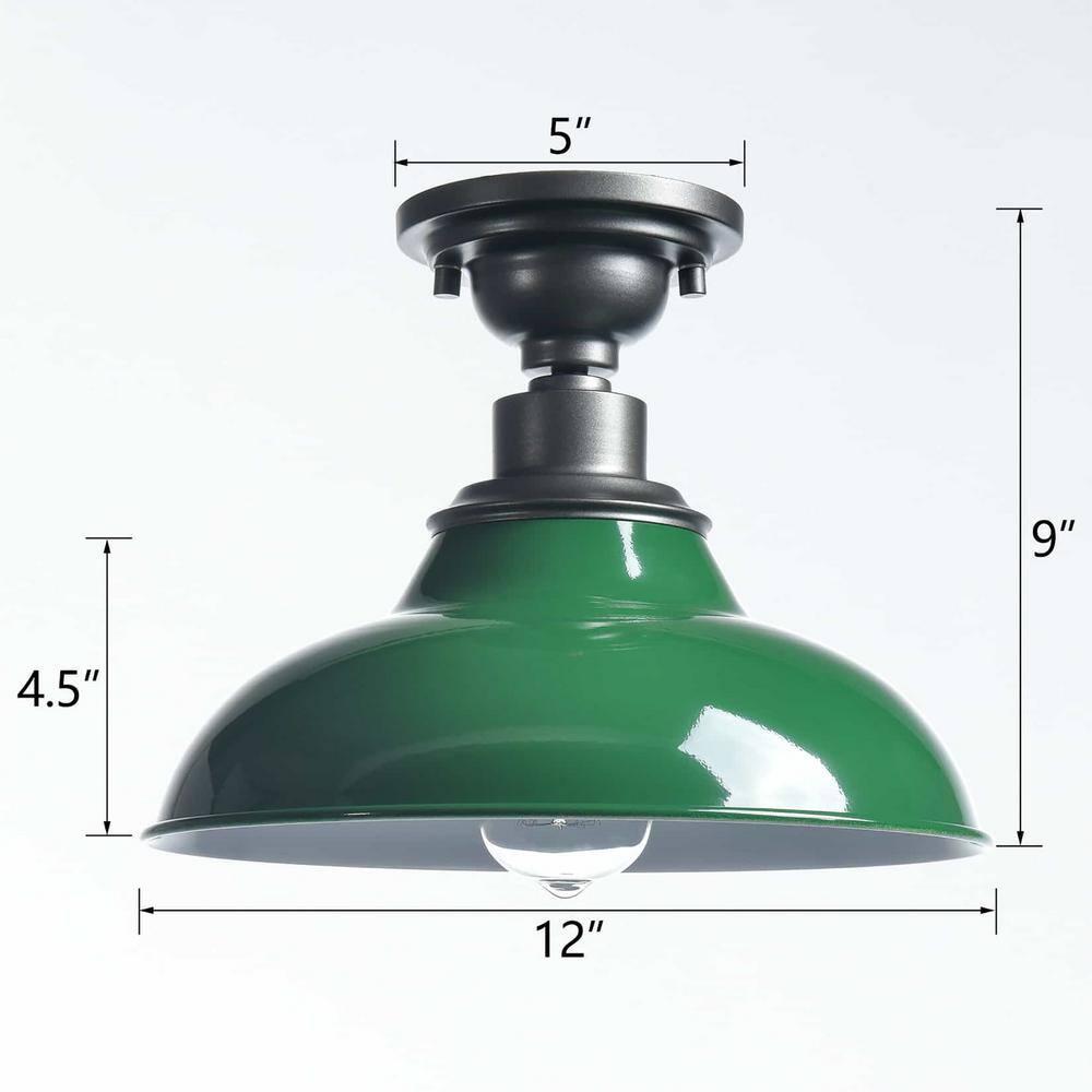 Modern Green Semi Flush Mount Light Barn Style Ceiling Light Fixture