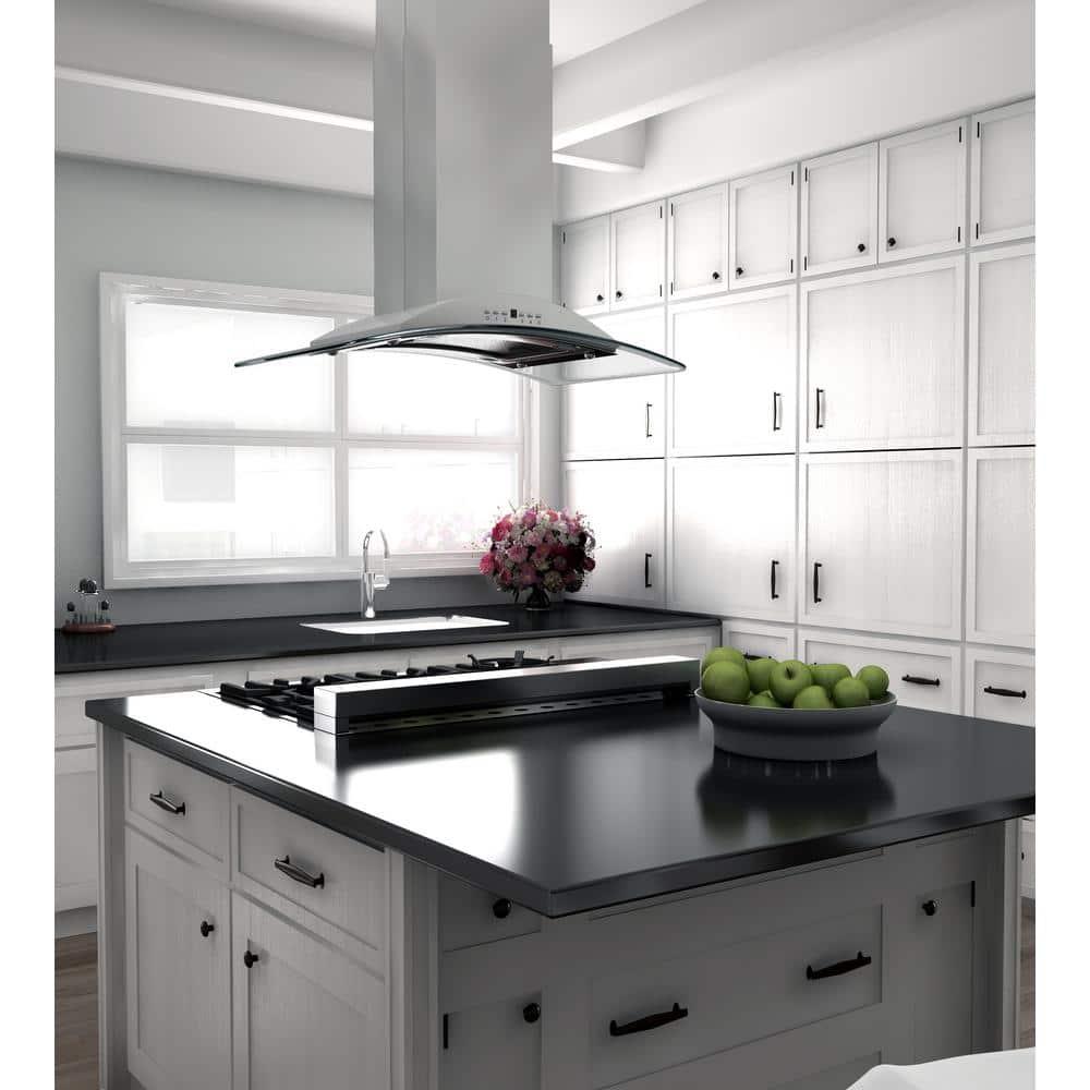ZLINE 30 in. Convertible Vent Isl& Mount Range Hood in Stainless Steel & Glass (GL9i-30)