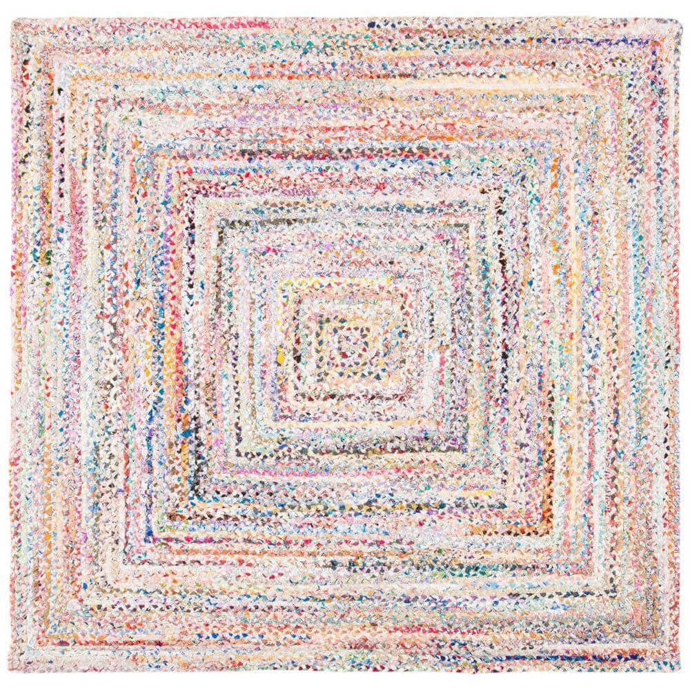 Braided BRD210 Hand Woven Area Rug - Ivory/Multi - 3'x3' - Safavieh.