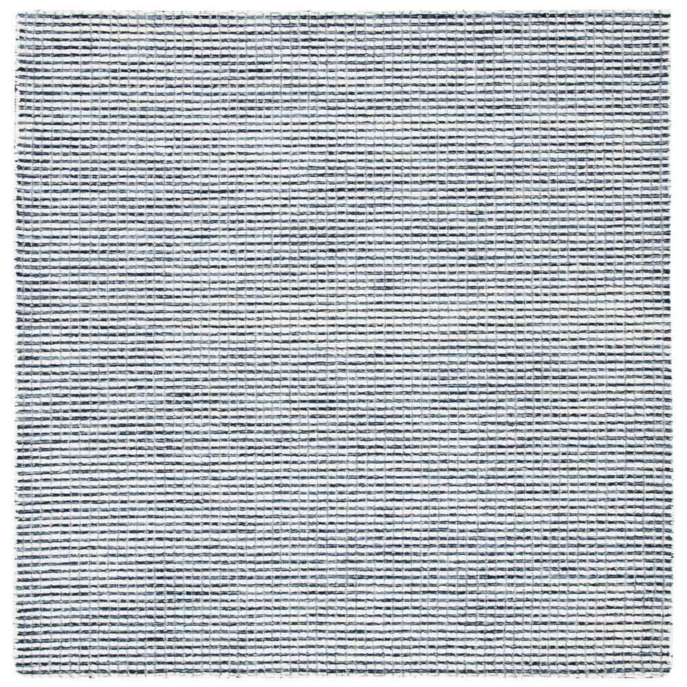 SAFAVIEH Abstract Stephanie Plaid Wool Area Rug, Blue/Ivory, 6' x 6' Square