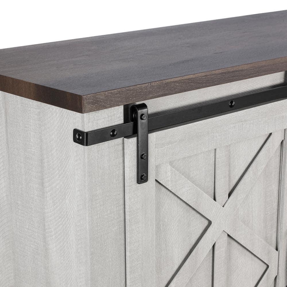 58" TV Stand for TVs up to 65" Saw Cut Off White - Home Essentials: Sliding Barn-Door, Adjustable Shelves