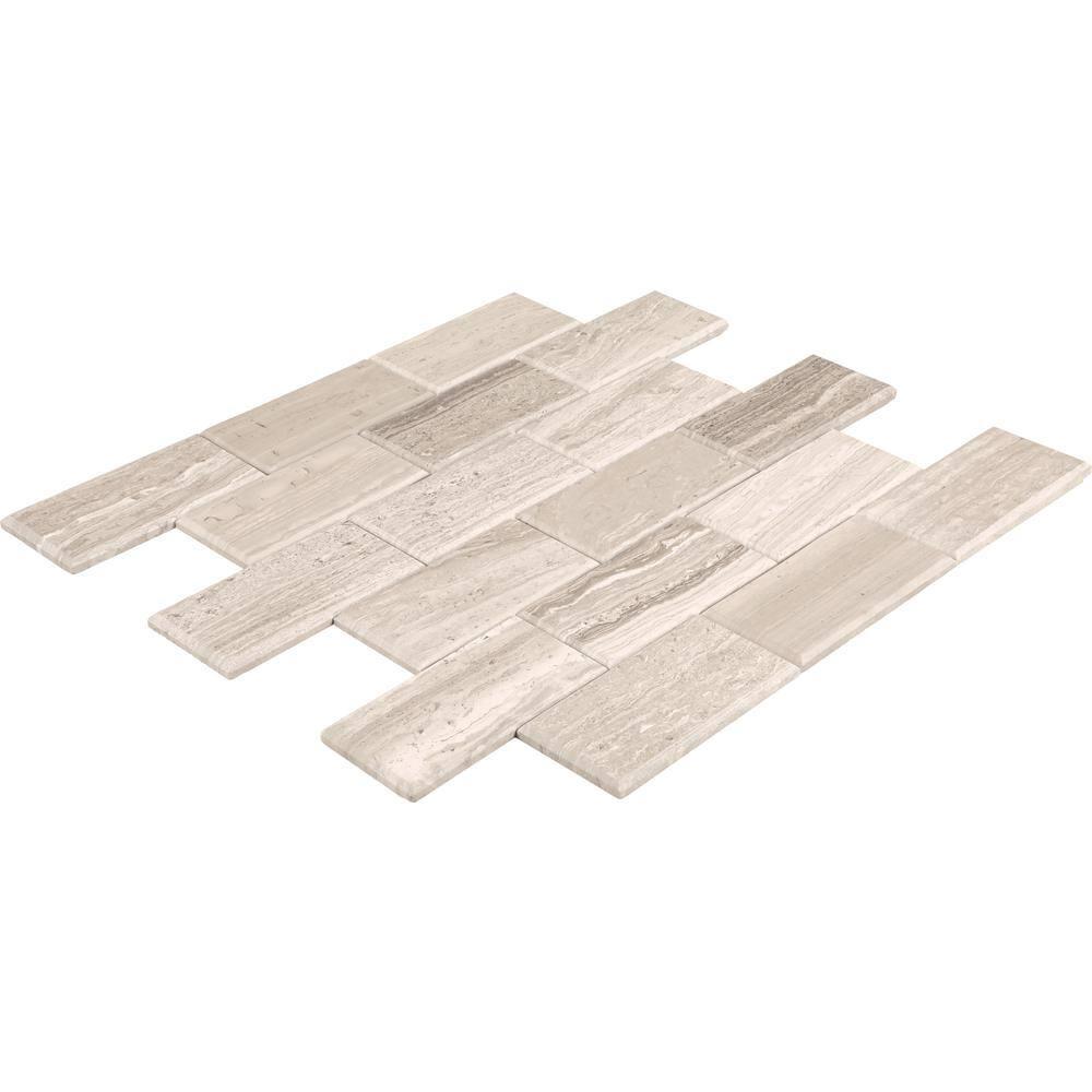 Daltile Simply Stick Mosaix 4'' W x 2'' L Natural Stone Peel and Stick Mosaic Tile