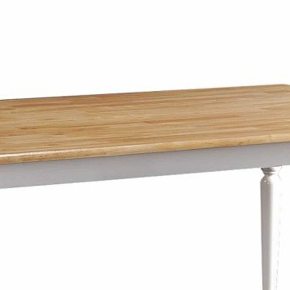 Grained Rectangular Wooden Dining Table with Turned Legs - Brown & White