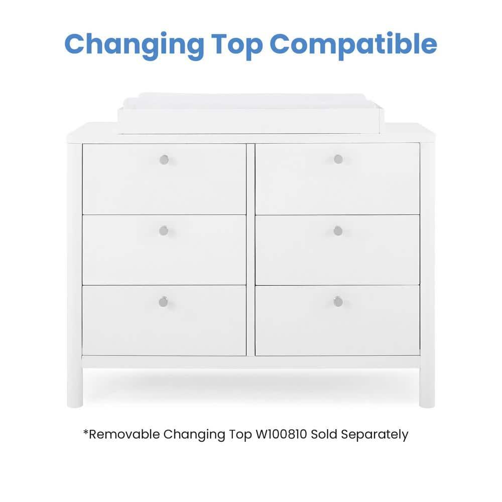 Delta Children Delta Children Brooks 6 Drawer Dresser With Interlocking Drawers (Includes 3 Sets Of Knobs – Choose From Natural, Brushed Nickel & Melted Bronze), Bianca