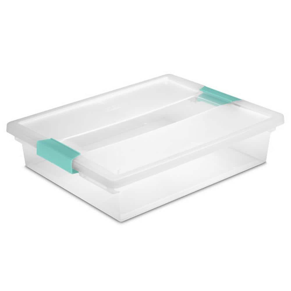 Sterilite Large Clip Box, 5.7 Qt Stackable Storage Bin with Latching Lid, Plastic Container for Home Organization, 12-Pack