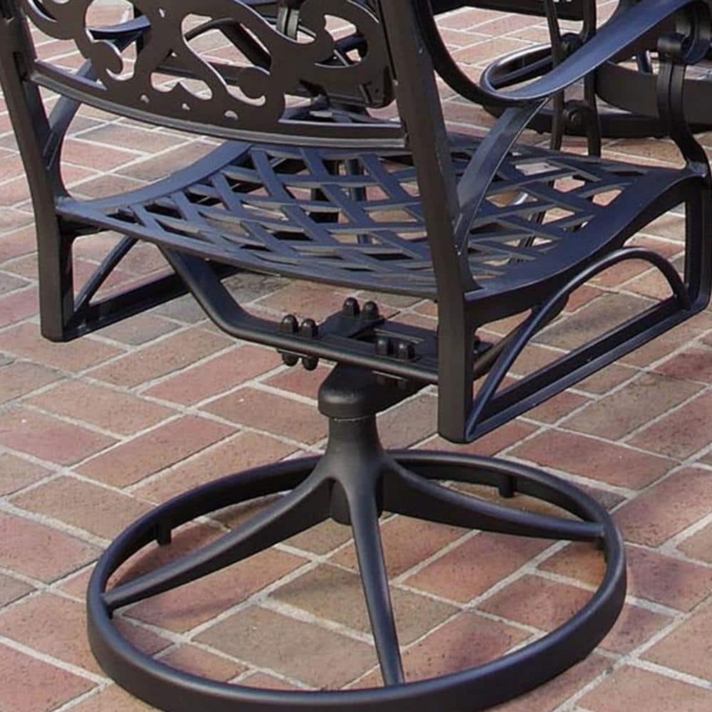 Homestyles Sanibel Aluminum Outdoor Swivel Rocking Chair in Black