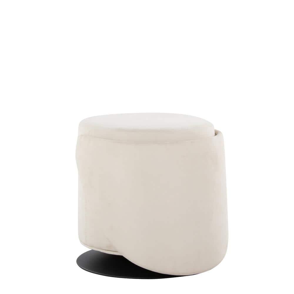 Finch Swivel Accent Chair Black/Cream - LumiSource: Adjustable Backrest, Metal Frame, Polyester Upholstery
