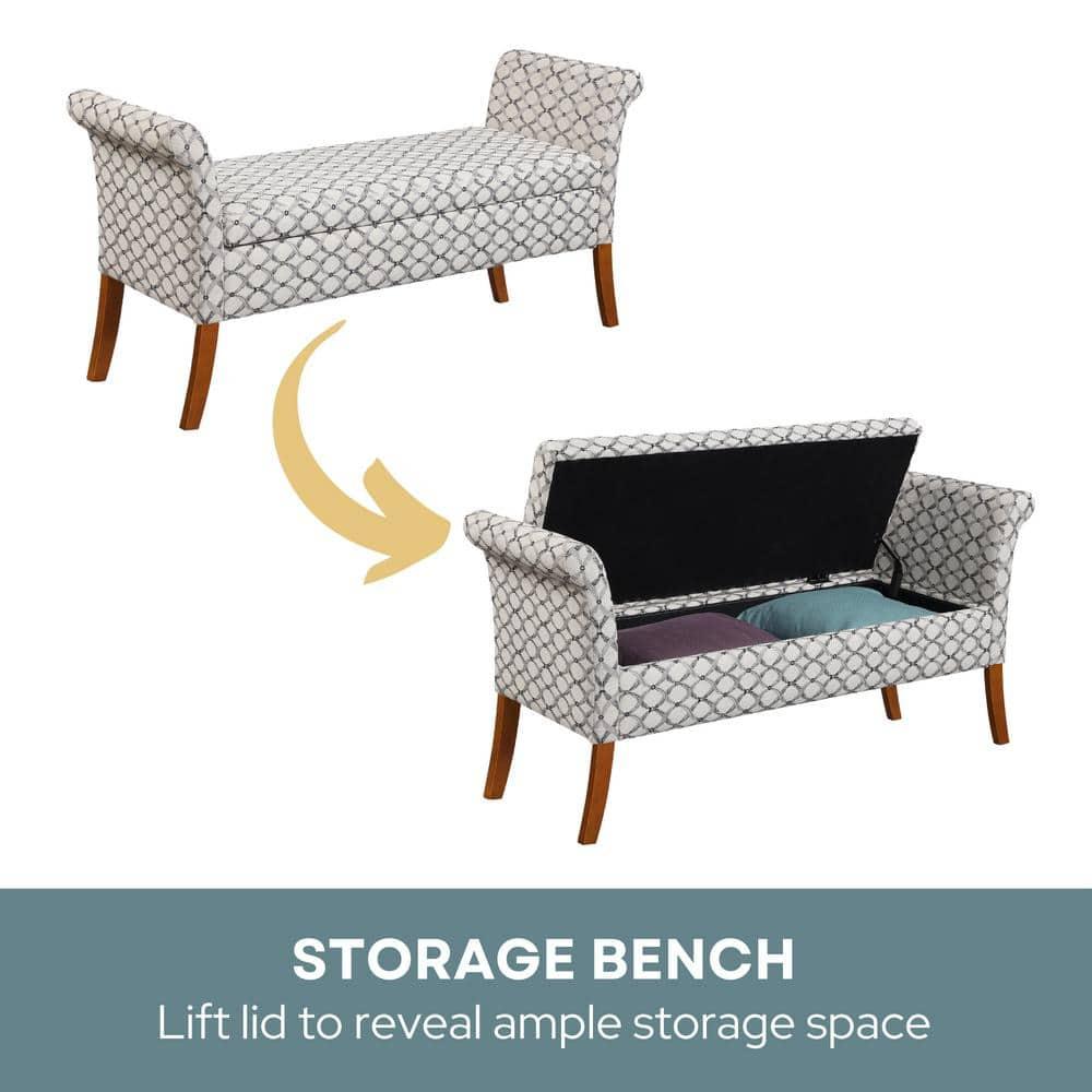 Designs4Comfort Garbo Storage Bench Ottoman  Ribbon Pattern Fabric