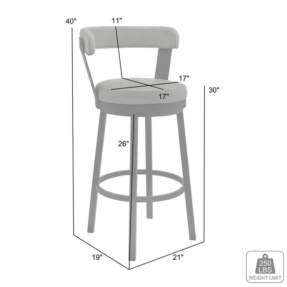Armen Living Bryant Swivel 30 in. Faux Leather Bar Stool