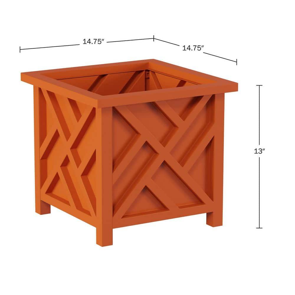 Terracotta Square Lattice Outdoor Planter Boxes Set of 2