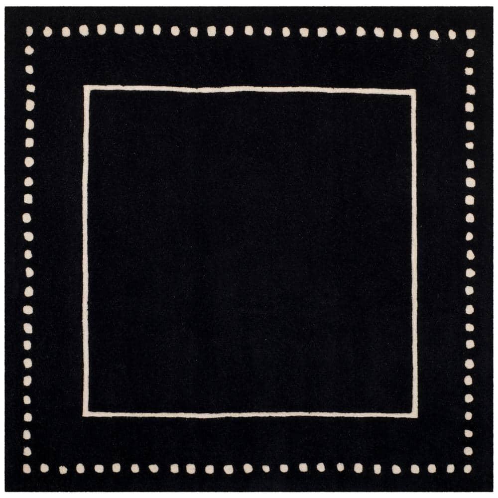 Bella BEL151 Hand Tufted Area Rug - Black/Ivory - 7'x7' - Safavieh..