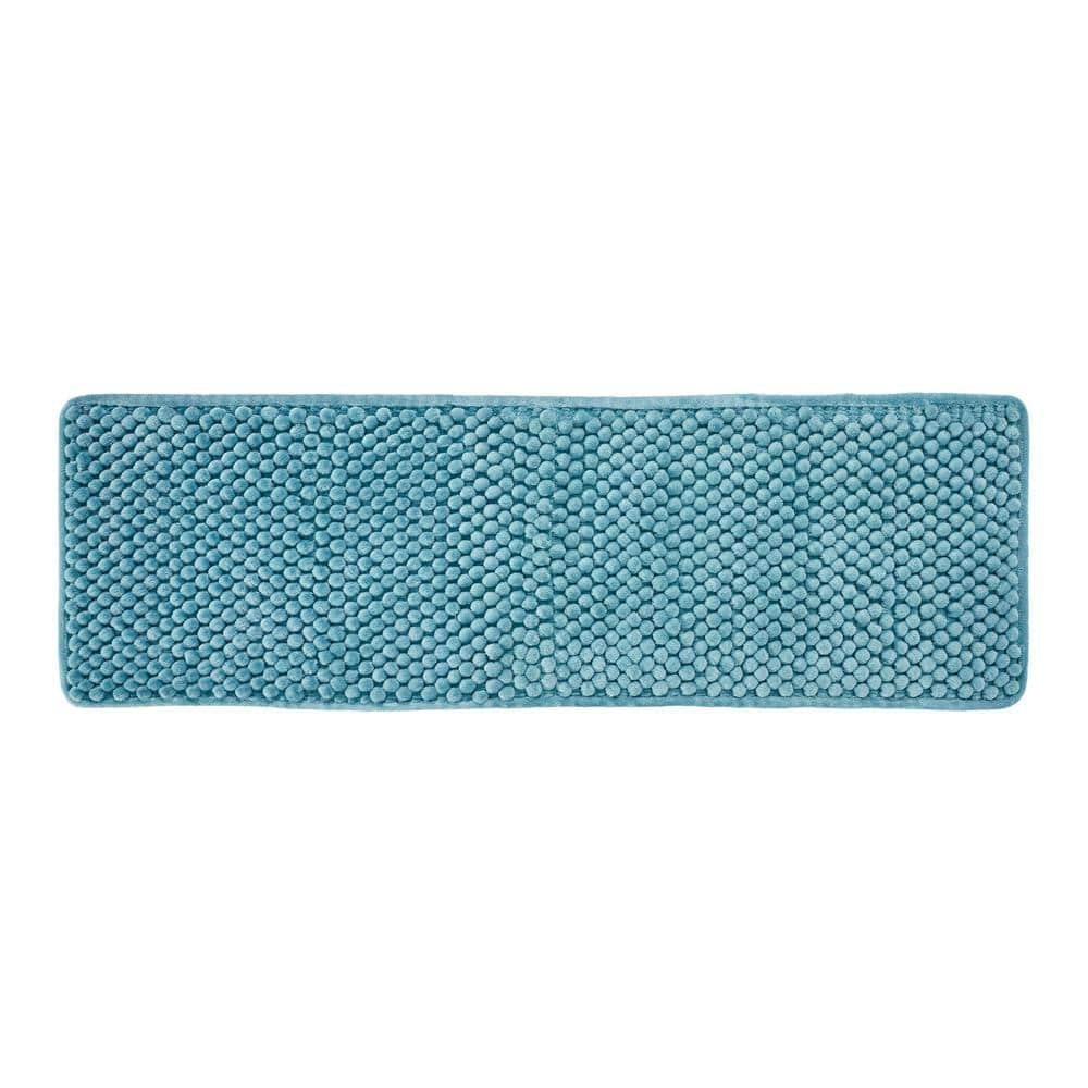 Better Trends Alma Poly-Cotton 18" x 54" Rectangle Bathroom Rug- Aqua