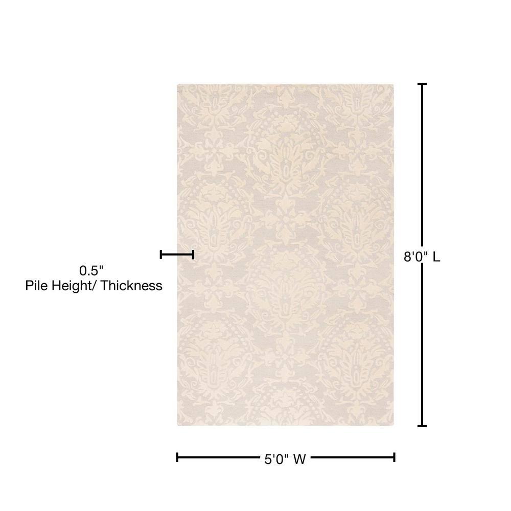 Blossom BLM107 Hand Tufted Indoor Area Rug - Light Grey/Ivory - 5'x8' - Safavieh