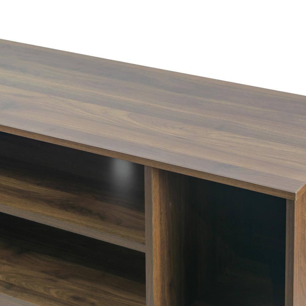 Glamour Home Anona 71" Wood TV Stand with 2 Cabinets and Open Shelves in Walnut