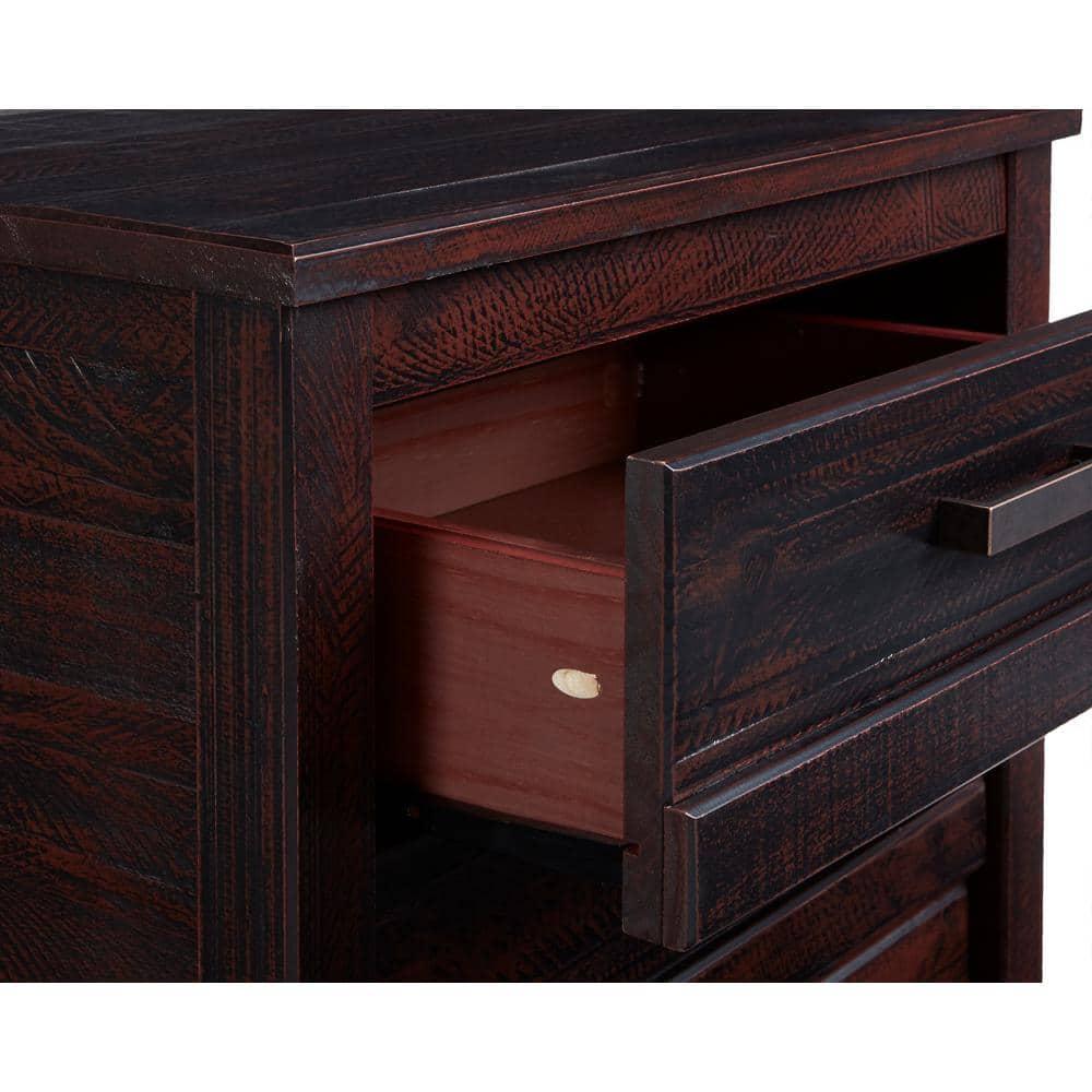 Camaflexi Rustic Nightstand 3-Drawer Night Stand Side Table & Organizer, Walnut