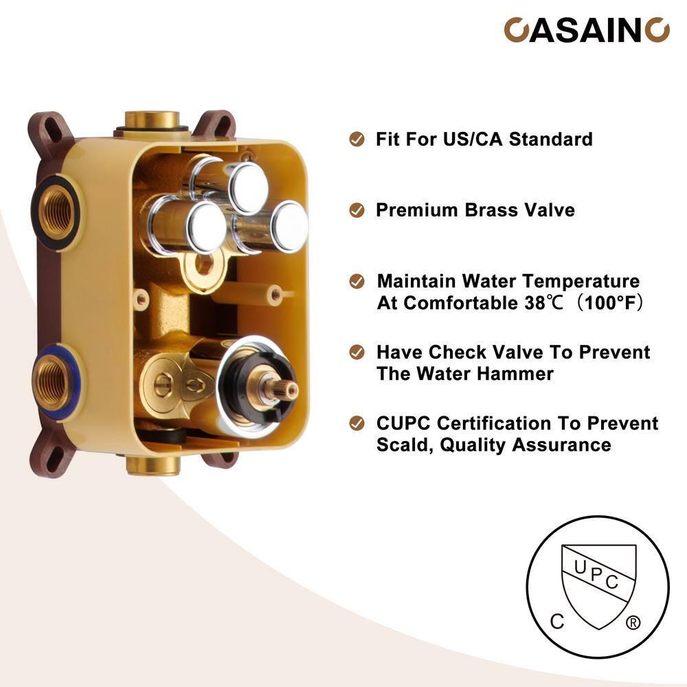 Thermostatic Rainfall Shower System with Rough in-Valve and Digital Display Handheld