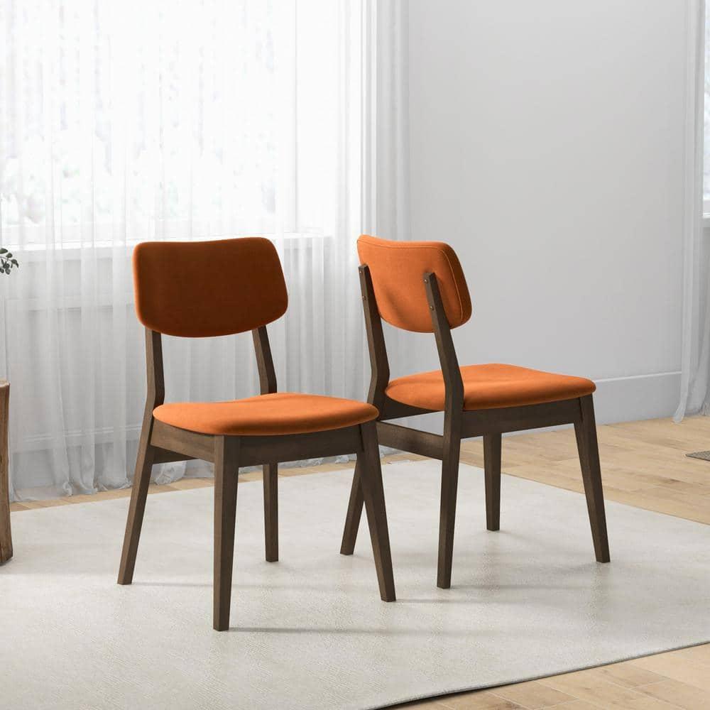 Aria Mid Century Velvet Dining Room&Kitchen Chair in Burnt Orange (Set of 2)