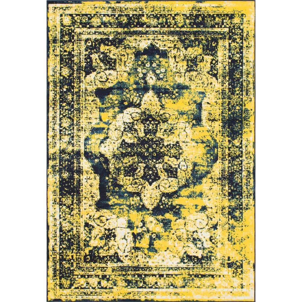 Unique Loom 4' 0 x 6' 0 Sofia Salle Garnier Navy Blue Area Rug