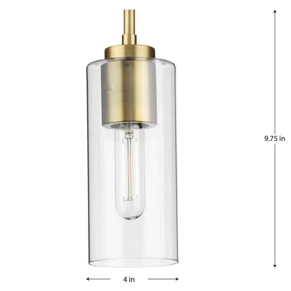 Progress Lighting Cofield 1-Light Pendant, Vintage Brass, Glass Shade