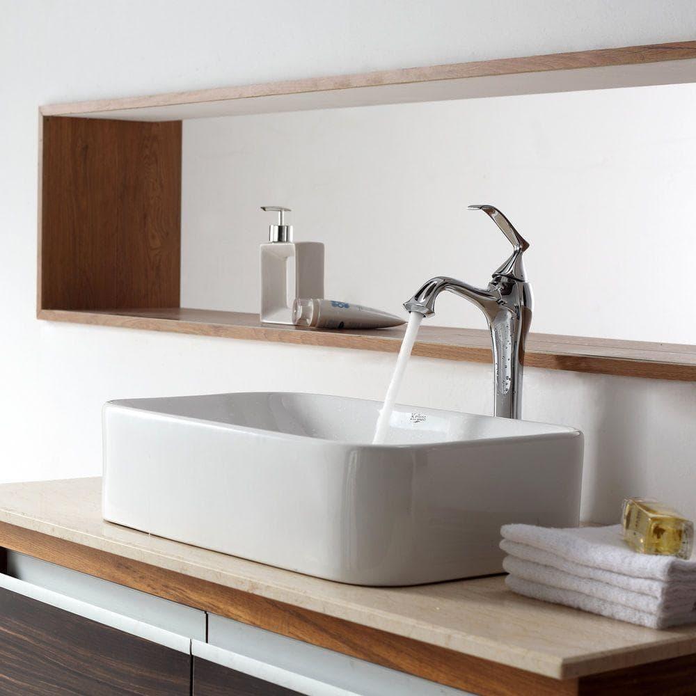 Ceramic Ceramic Rectangular Vessel Bathroom Sink